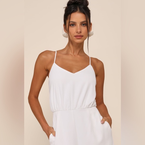 Lulus-Flawless Pose White V-Neck Sleeveless Wide-Leg Jumpsuit (XL) - Picture 5 of 5